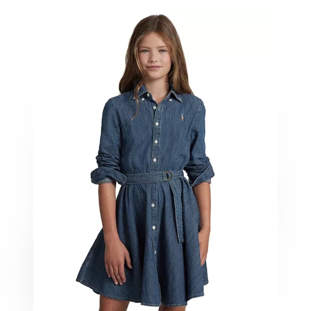Polo Ralph Lauren denim girls belted dress! Classic! Sz 10 like new